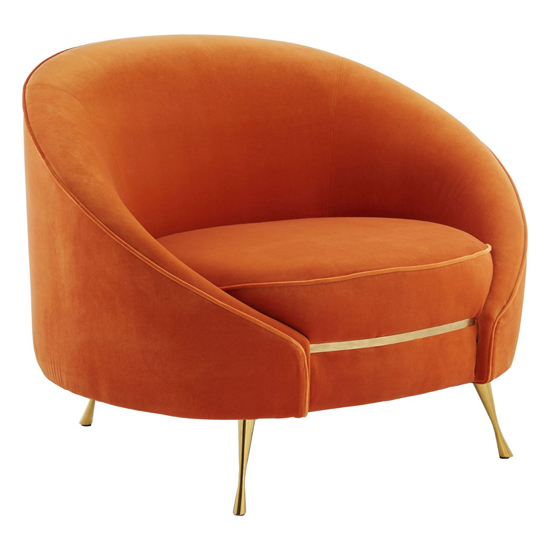Intercrus Upholstered Velvet Armchair In Orange And Gold_2
