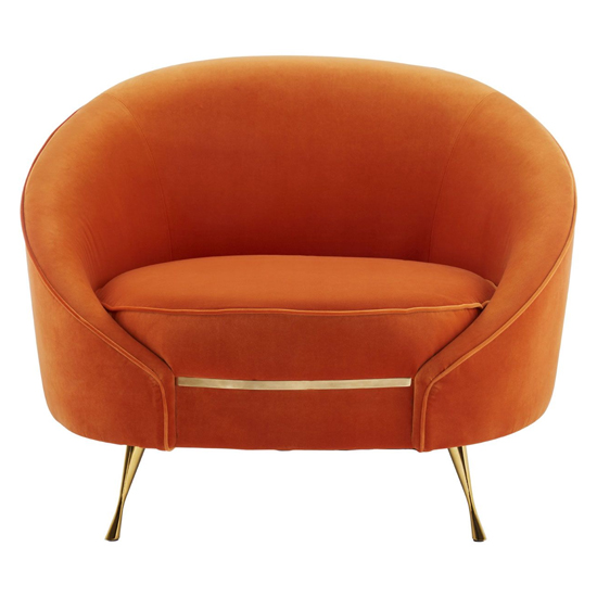 Intercrus Upholstered Velvet Armchair In Orange And Gold_3