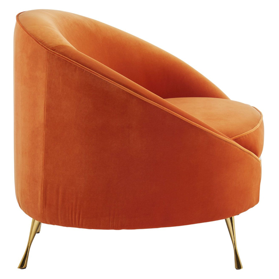 Intercrus Upholstered Velvet Armchair In Orange And Gold_4