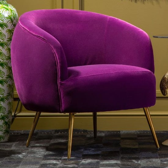 Intercrus Upholstered Velvet Armchair In Purple And Gold_1