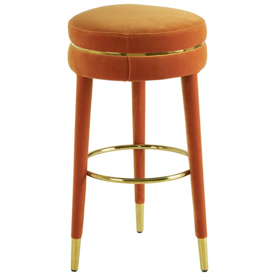 Intercrus Upholstered Velvet Bar Stool In Orange And Gold_2