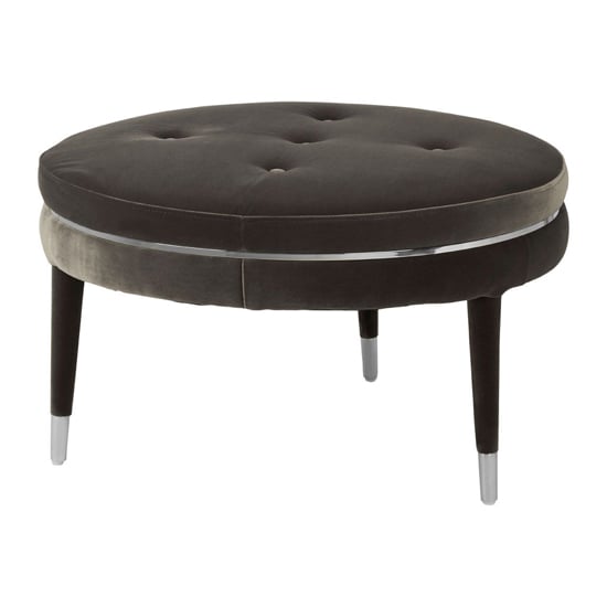 Photo of Intercrus upholstered velvet footstool in black and silver