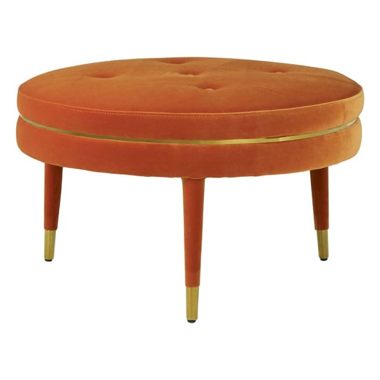 Intercrus Upholstered Velvet Footstool In Orange And Gold_2