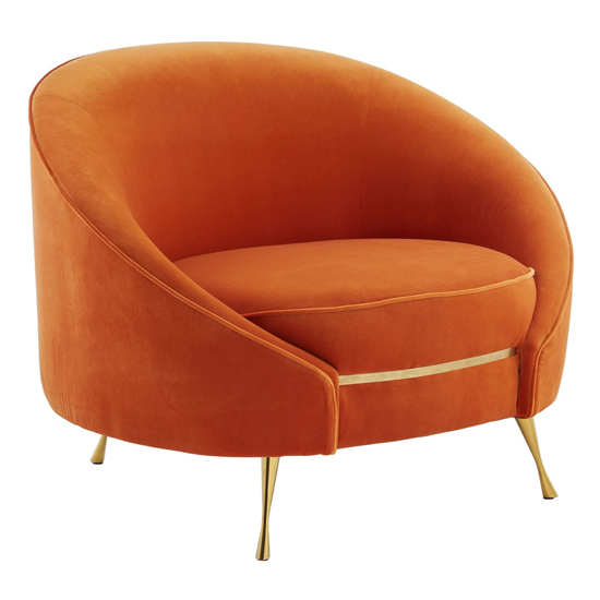 Intercrus Velvet Upholstered Armchair In Orange