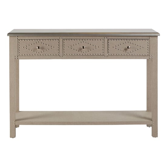 Intercrus Wooden Console Table With 3 Drawers In Stone Linen_3
