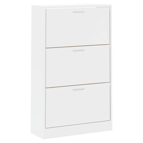 Oscar High Gloss Shoe Storage Cabinet With 3 Flaps In White