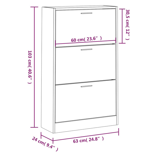 Oscar High Gloss Shoe Storage Cabinet With 3 Flaps In White