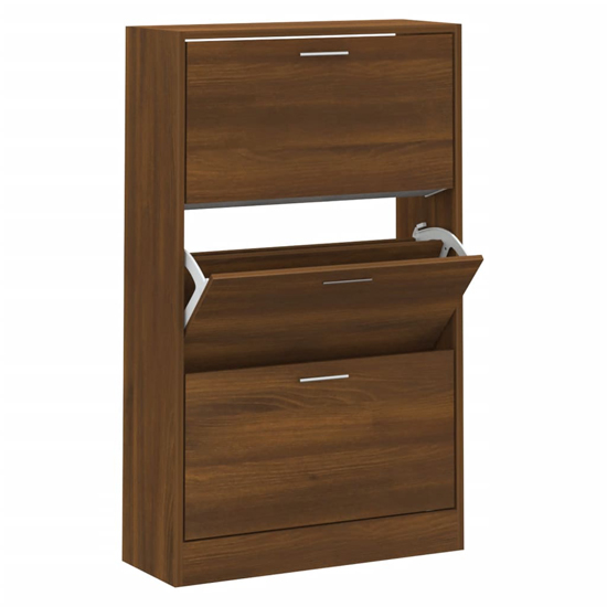 Oscar Shoe Storage Cabinet With 3 Flaps In Brown Oak