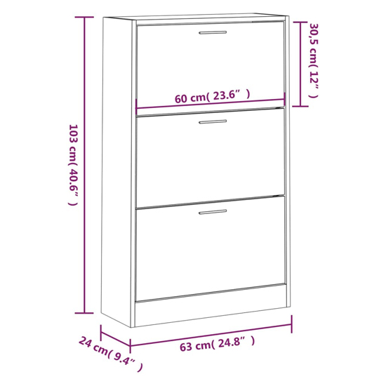 Oscar Shoe Storage Cabinet With 3 Flaps In Sonoma Oak