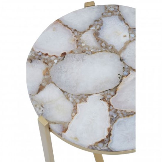 Inventive Round Agate Side Table With Gold Frame In Ivory_3
