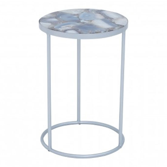 Inventive Agate Side Table In Natural With Silver Metal Frame