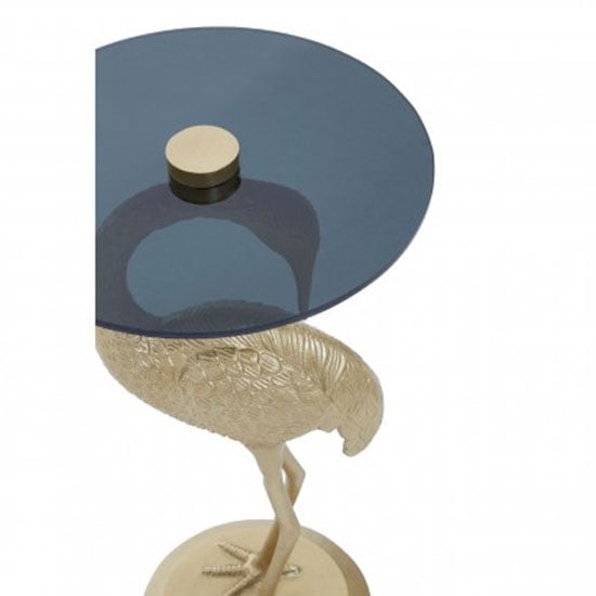 Inventive Black Glass Top Pelican Side Table With Gold Base_3