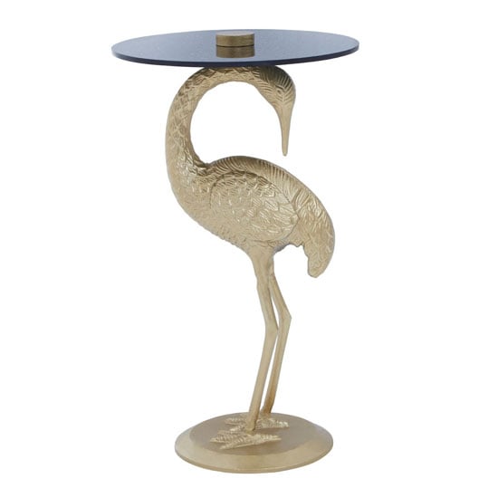 Inventive Black Glass Top Pelican Side Table With Gold Base_1
