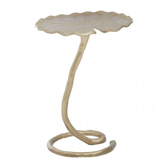 Photo of Inventive round metal side table in gold