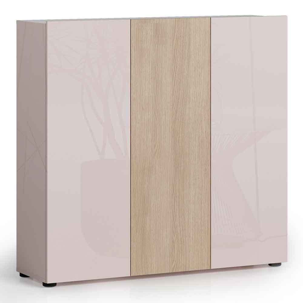 Inverness High Gloss Shoe Cabinet With 3 Doors In Cashmere