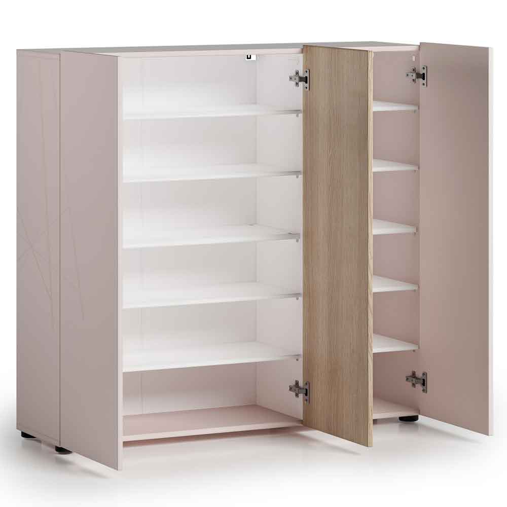 Inverness High Gloss Shoe Cabinet With 3 Doors In Cashmere