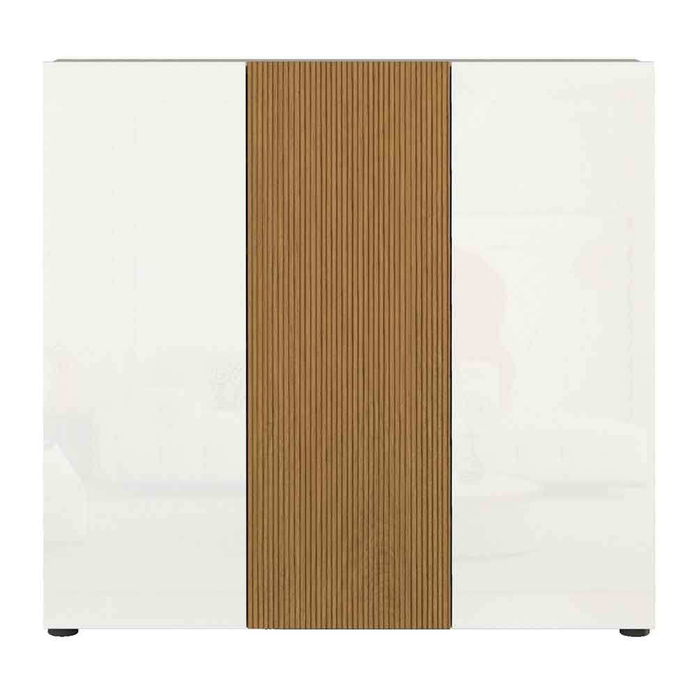 Inverness High Gloss Shoe Cabinet With 3 Doors In White And Oak