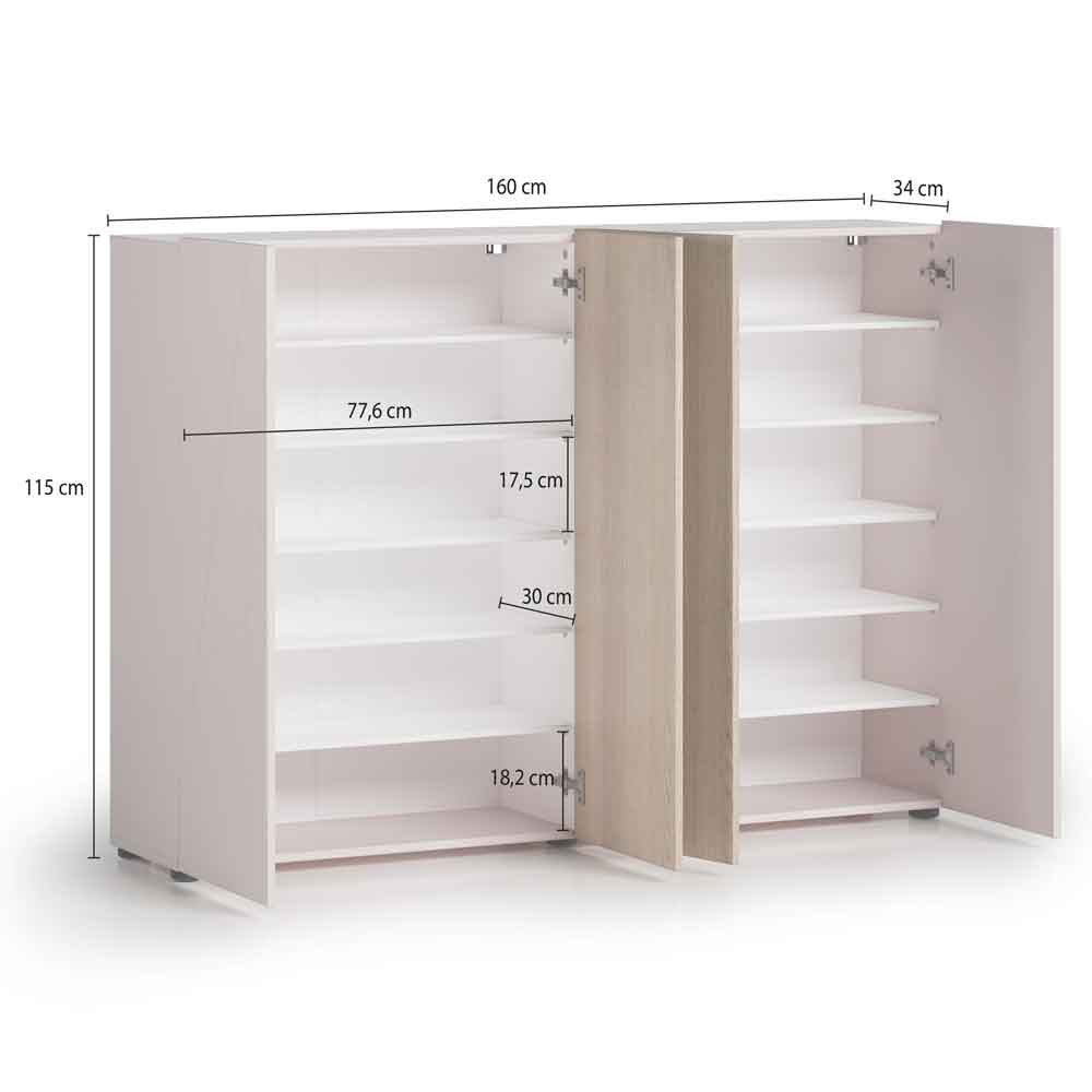 Inverness High Gloss Shoe Cabinet With 4 Doors In Cashmere