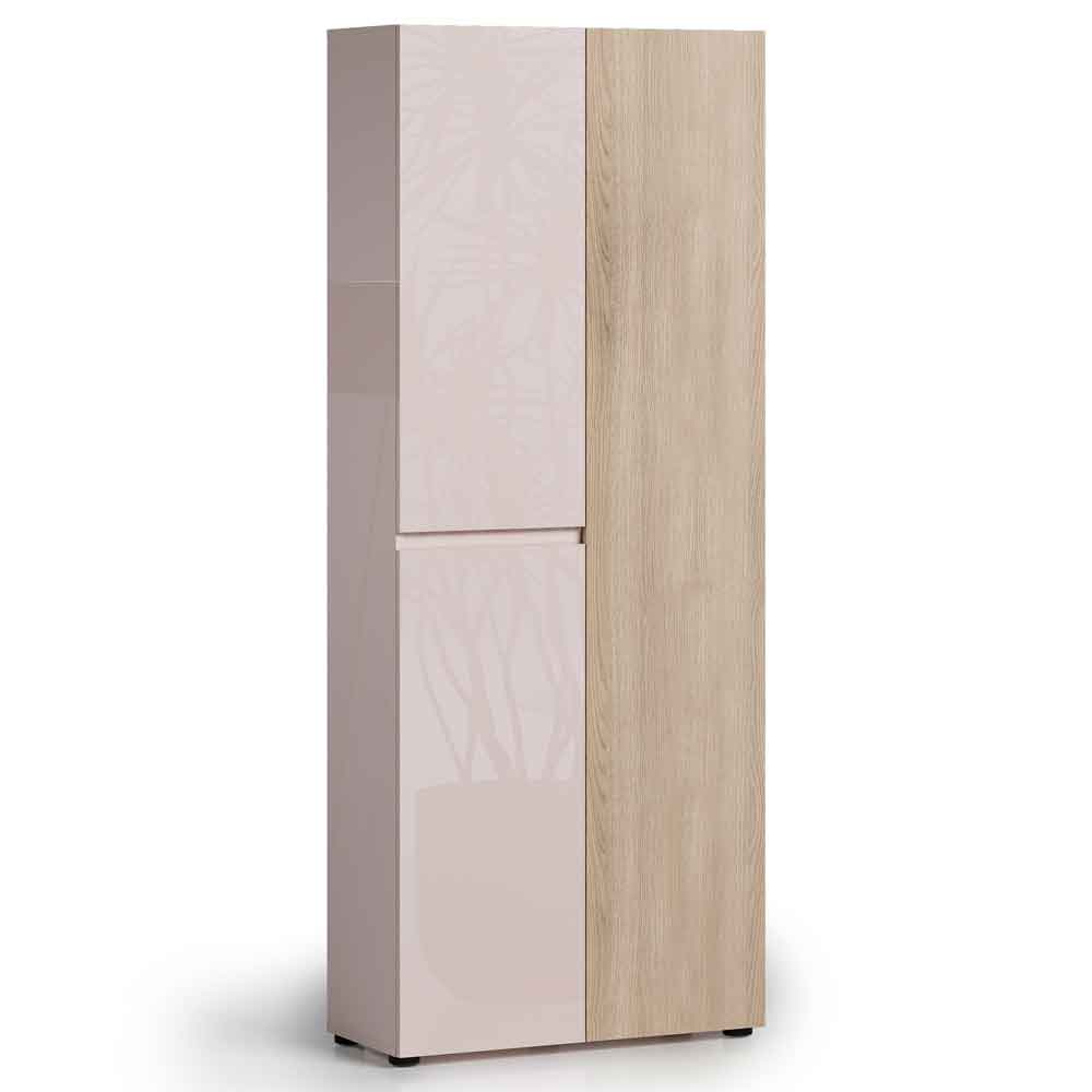 Inverness High Gloss Tall Shoe Cabinet With 3 Doors In Cashmere