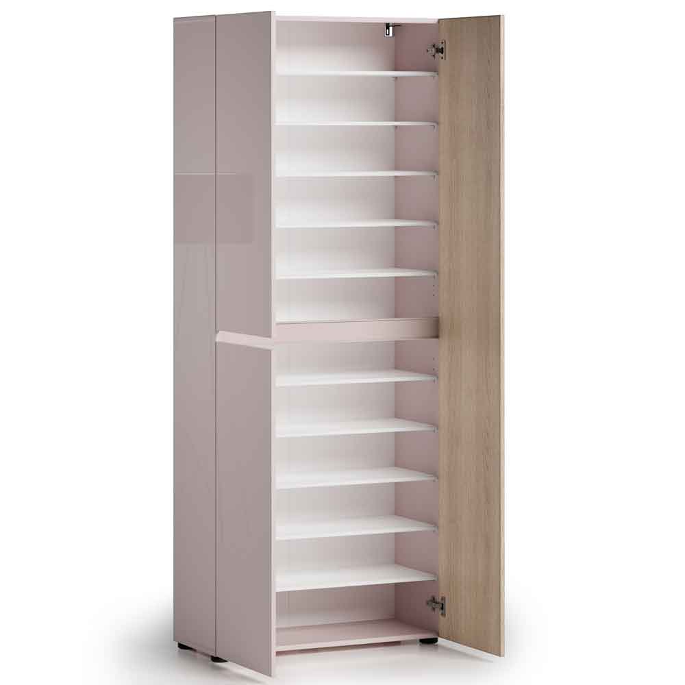 Inverness High Gloss Tall Shoe Cabinet With 3 Doors In Cashmere