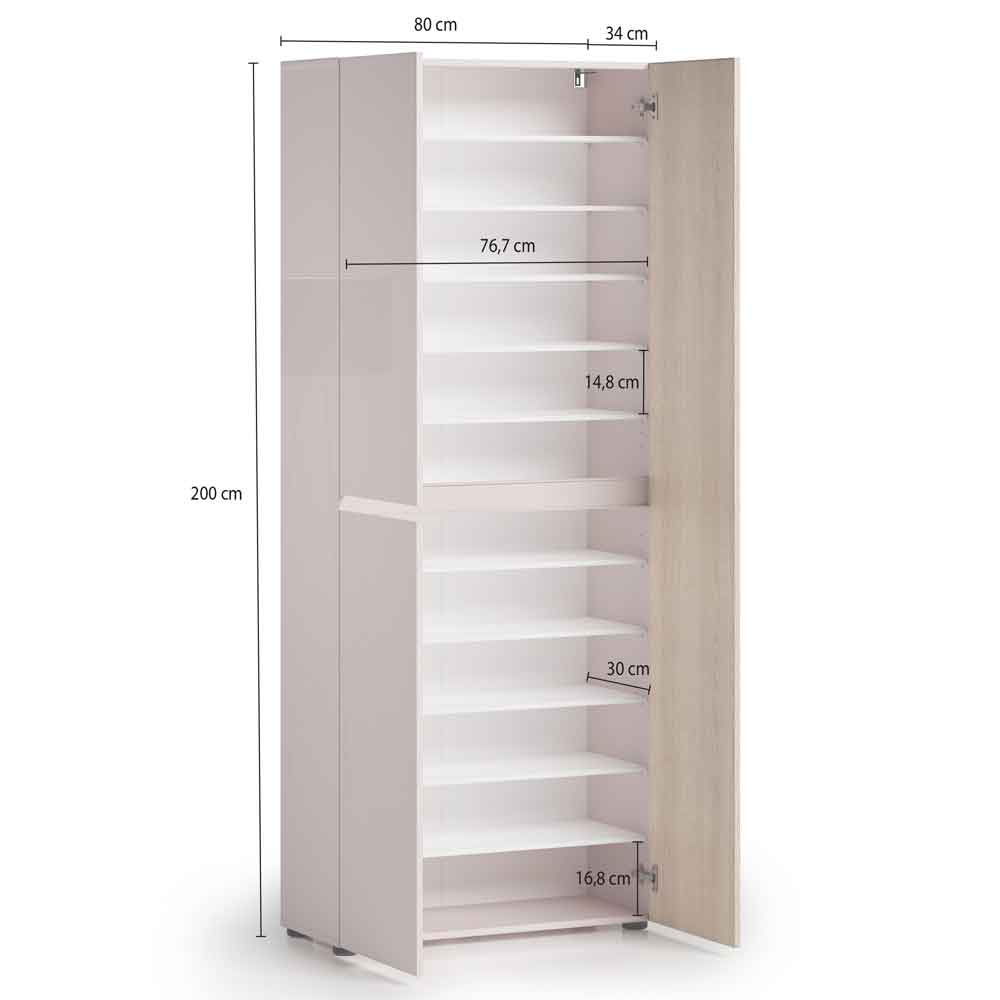 Inverness High Gloss Tall Shoe Cabinet With 3 Doors In Cashmere