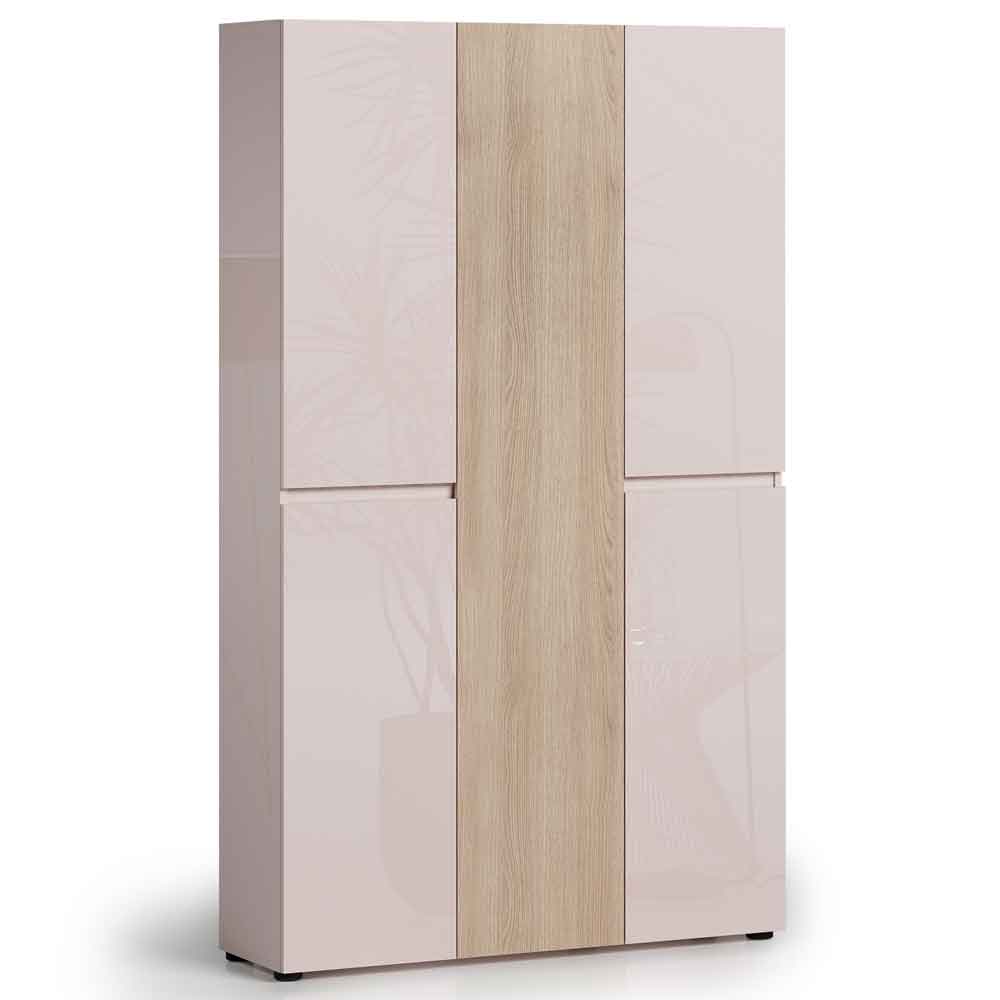 Inverness High Gloss Tall Shoe Cabinet With 5 Doors In Cashmere