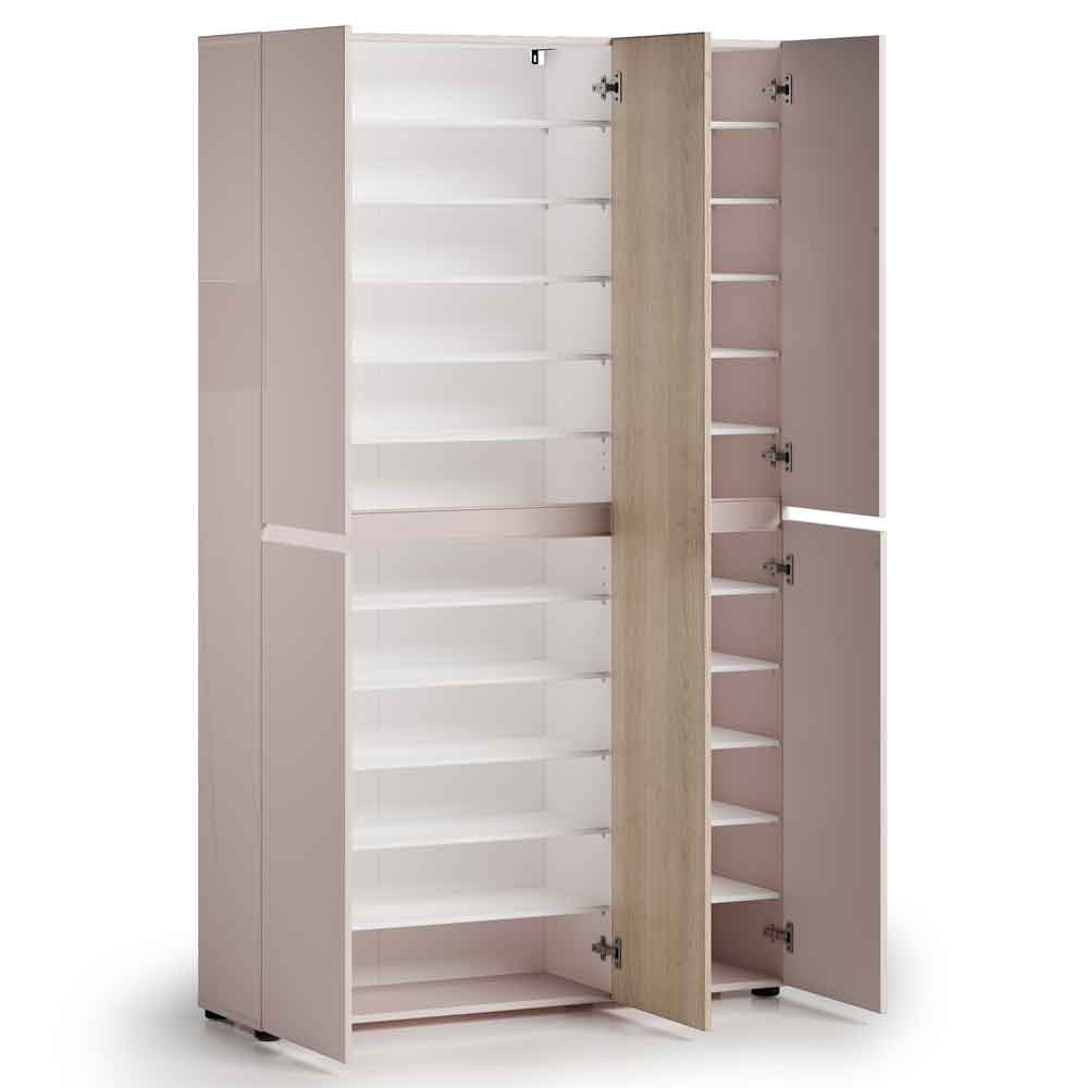 Inverness High Gloss Tall Shoe Cabinet With 5 Doors In Cashmere