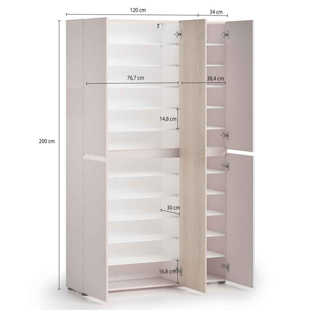 Inverness High Gloss Tall Shoe Cabinet With 5 Doors In Cashmere