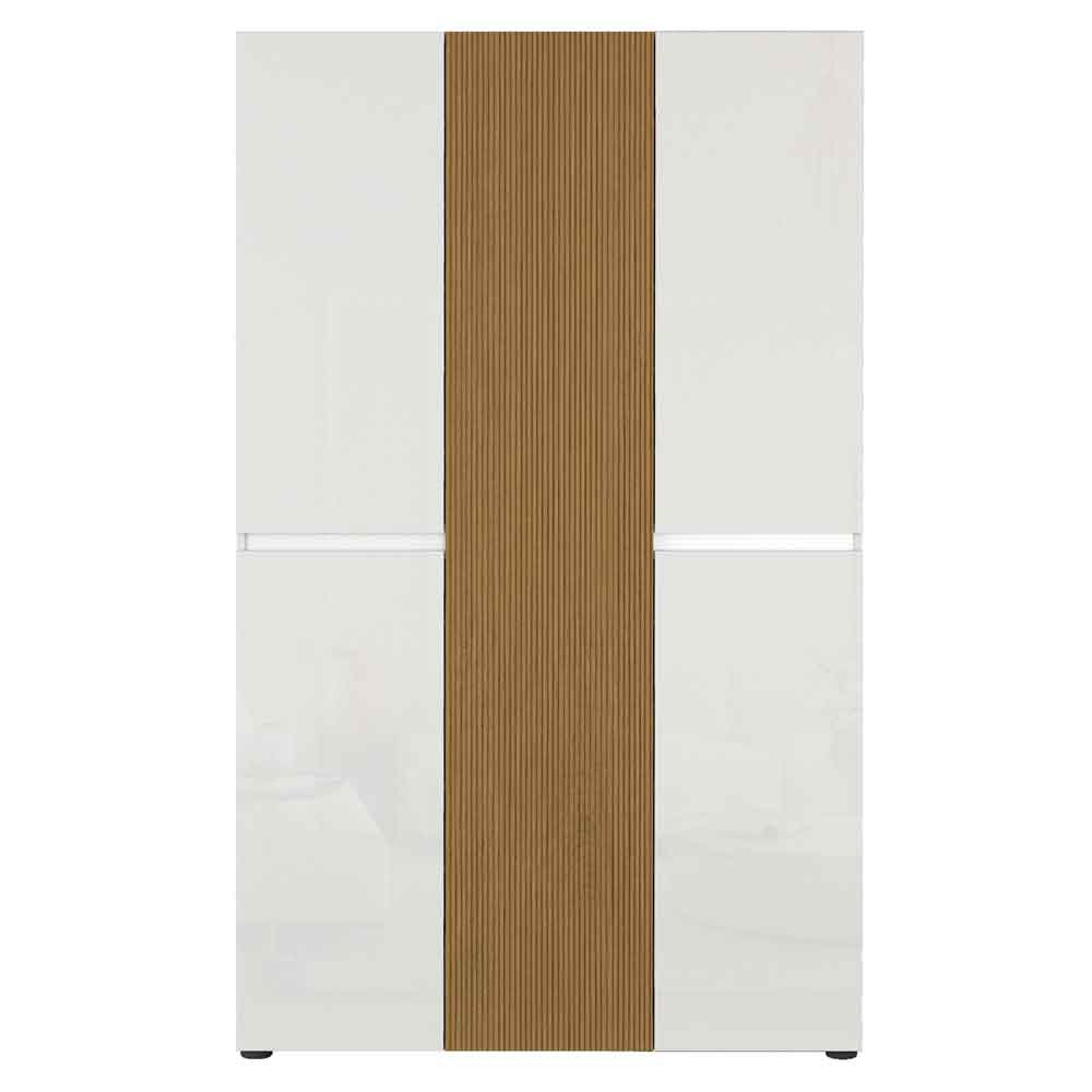 Inverness High Gloss Tall Shoe Cabinet With 5 Doors In White And Oak