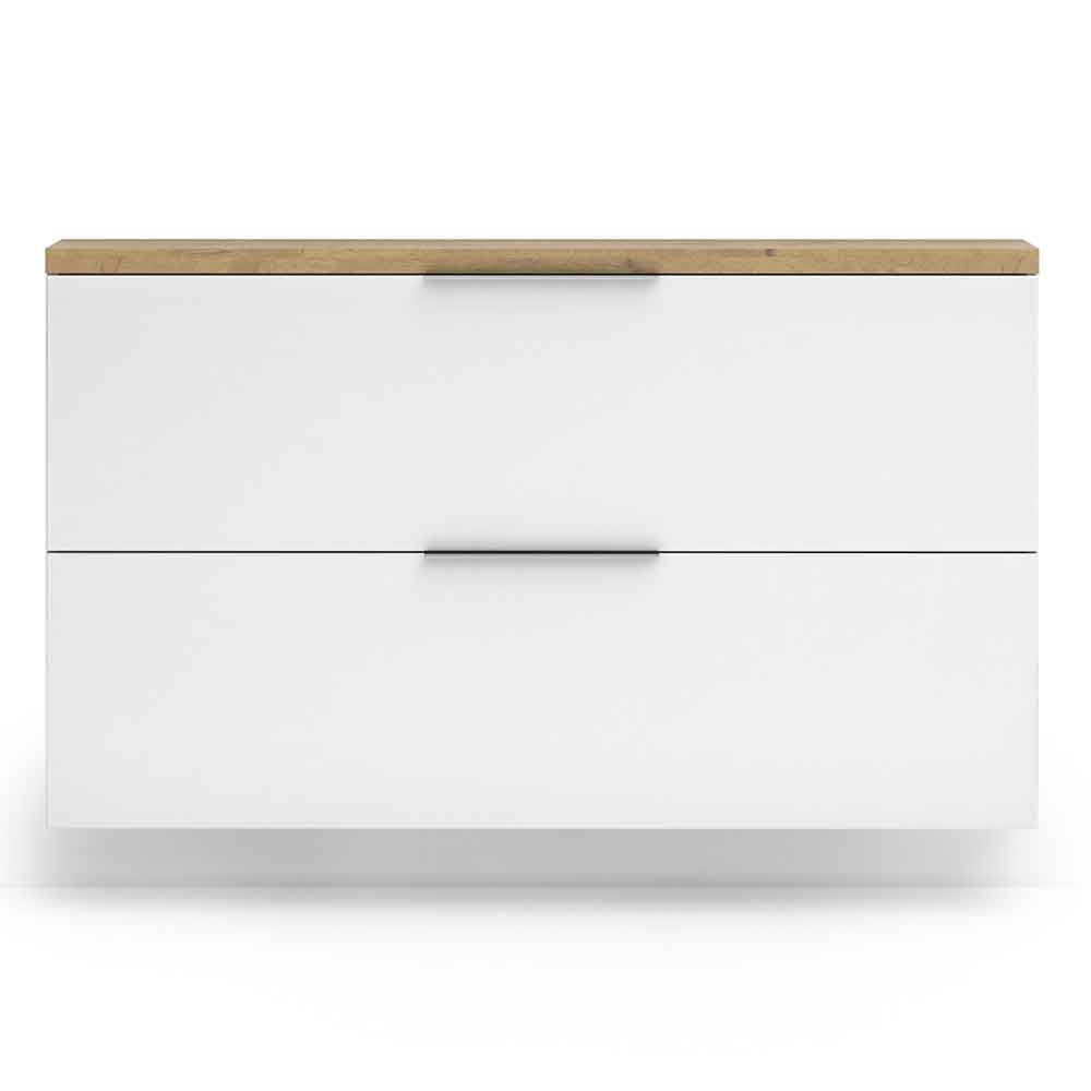 Inverness High Gloss Wall Hung Shoe Cabinet With 2 Flaps In White And Oak