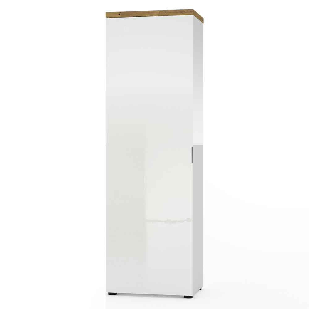 Inverness High Gloss Wardrobe With 1 Door In White And Oak
