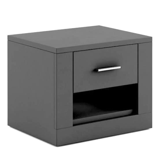 Ionia Wooden Bedside With 1 Drawer In Matt Grey Furniture in