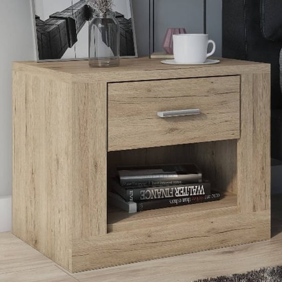 Read more about Ionia wooden bedside cabinet with 1 drawer in san remo oak