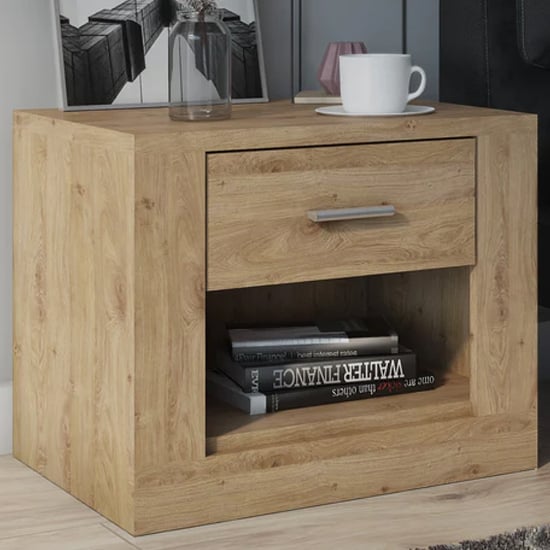 Read more about Ionia wooden bedside cabinet with 1 drawer in shetland oak