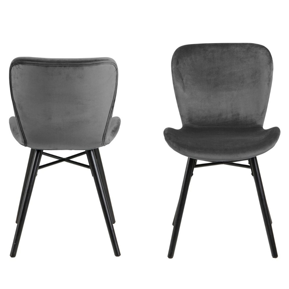 Ionia Beige Wooden Dining Table with 4 Bangor Fabric Dark Grey Chairs