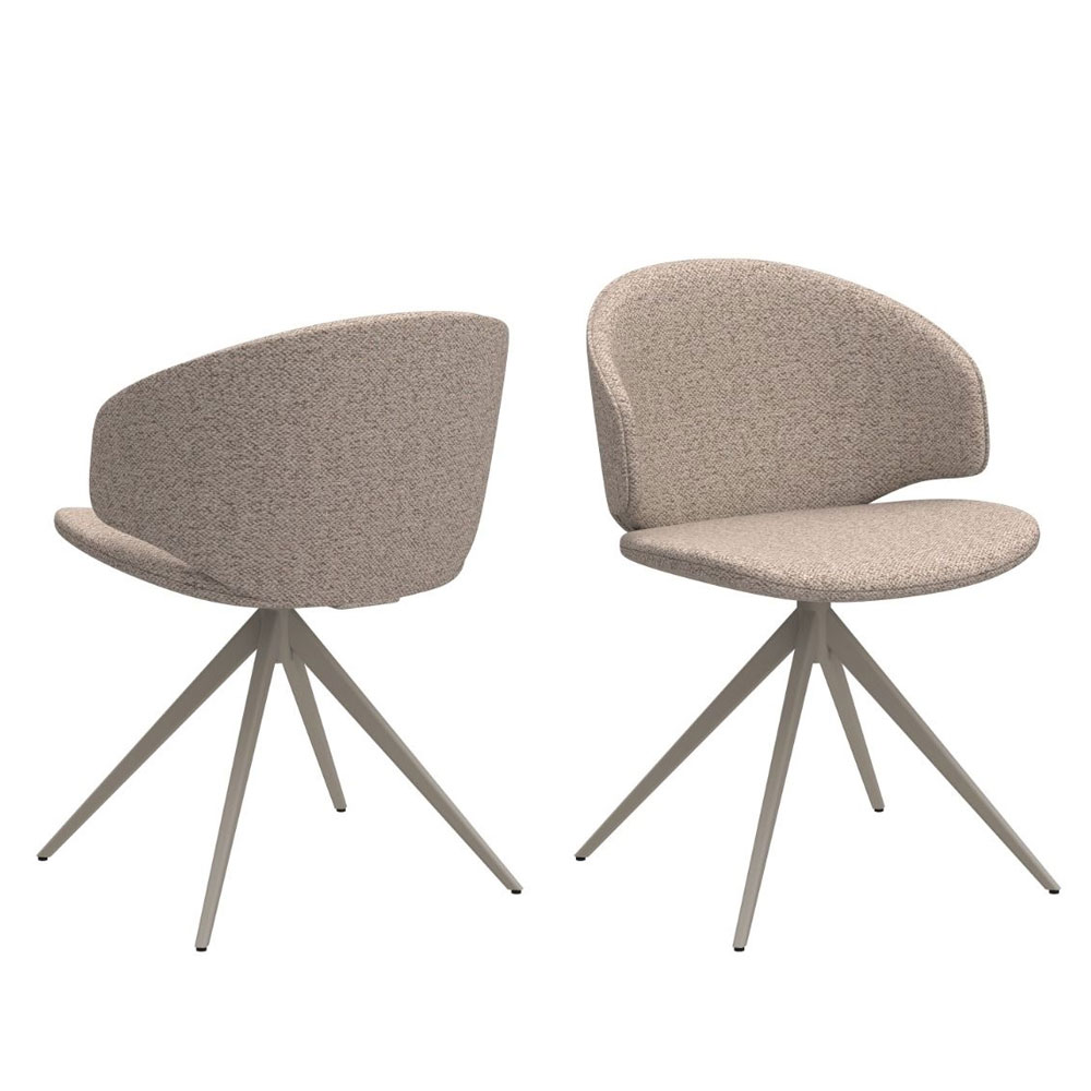 Ionia Beige Wooden Dining Table with 4 Elkhorn Fabric Cream Chairs