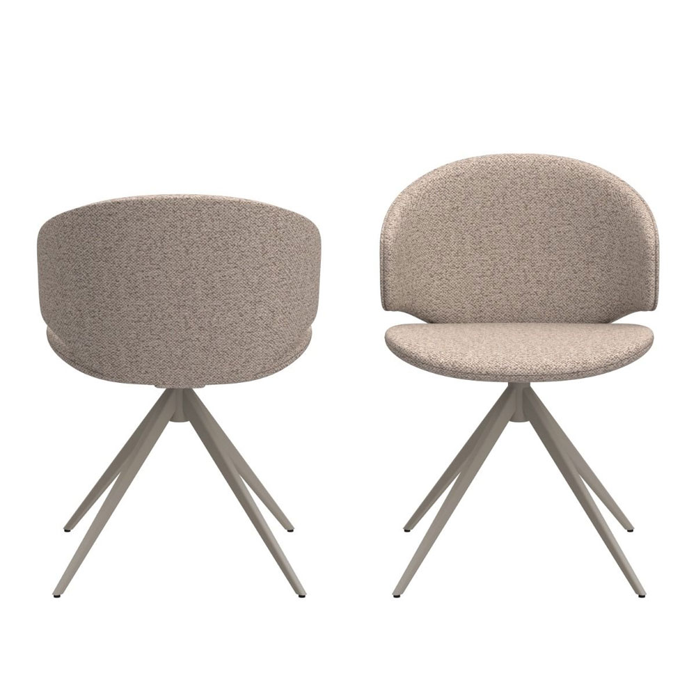 Ionia Beige Wooden Dining Table with 4 Elkhorn Fabric Cream Chairs