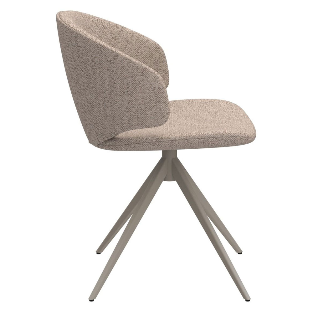 Ionia Beige Wooden Dining Table with 4 Elkhorn Fabric Cream Chairs