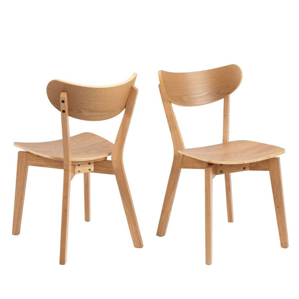 Ionia Beige Wooden Dining Table with 4 Riga Oak Chairs