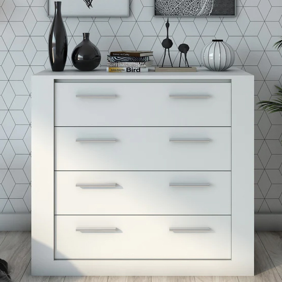 Read more about Ionia wooden chest of 4 drawers in matt white