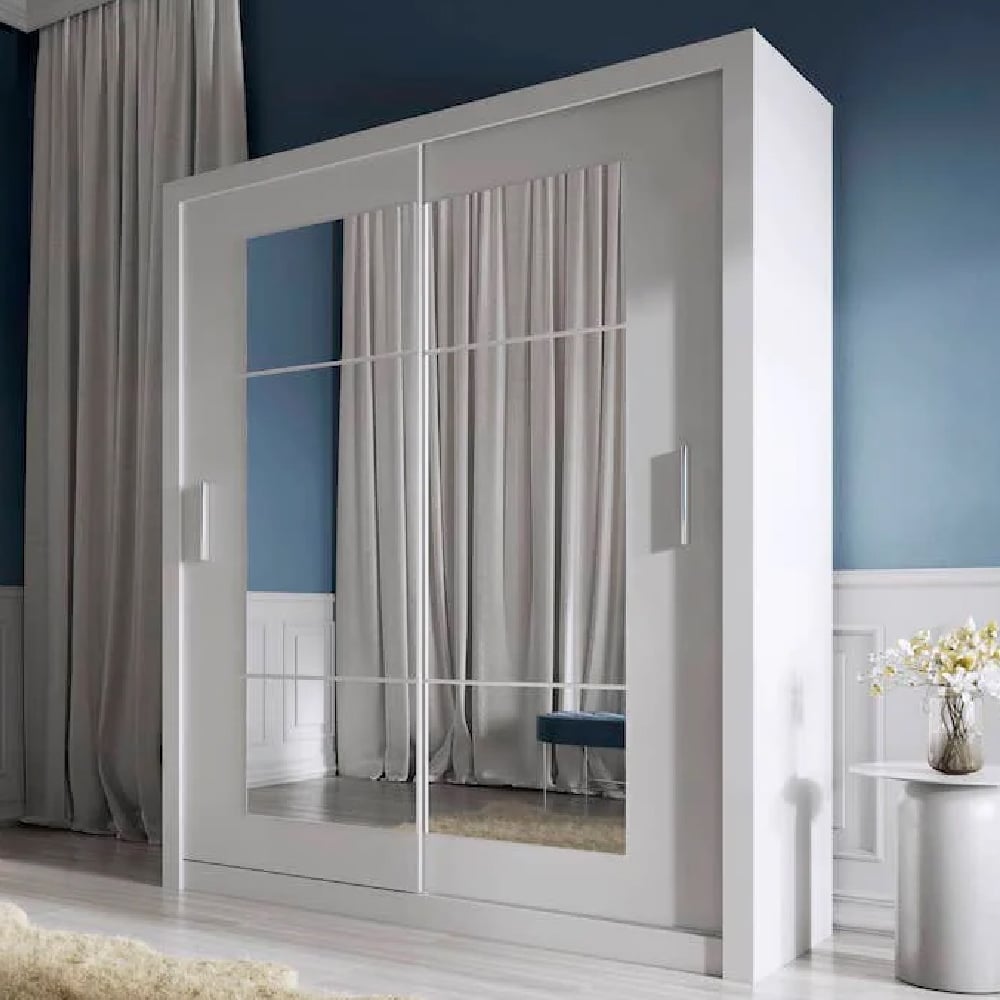 Read more about Ionia mirrored wardrobe with 2 sliding doors in matt white