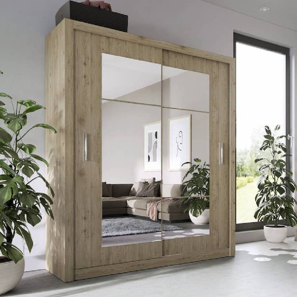 Read more about Ionia mirrored wardrobe with 2 sliding doors in san remo oak