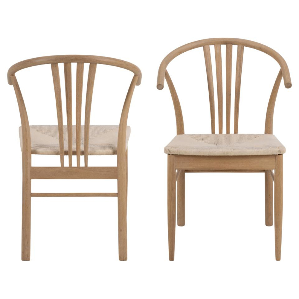 Ionia Off White Oak Rattan Dining Chairs In Pair