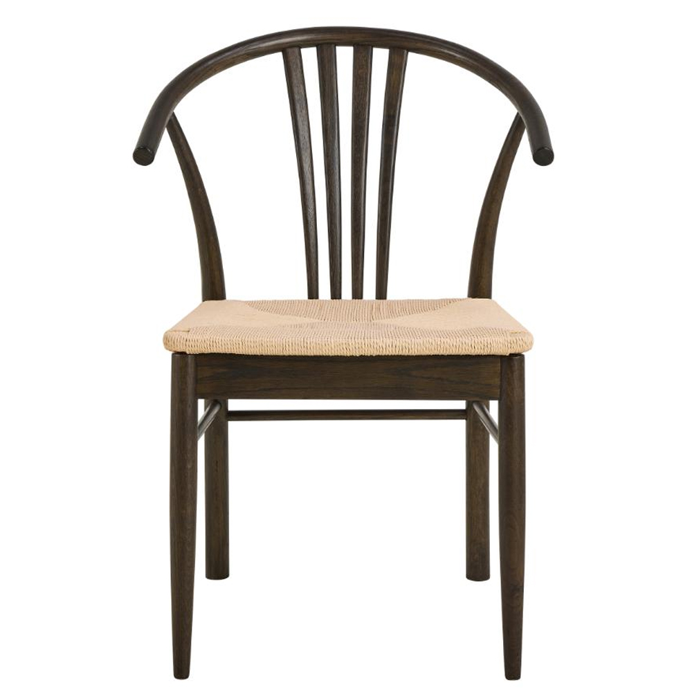 Ionia Off White Smoked Oak Rattan Dining Chairs In Pair