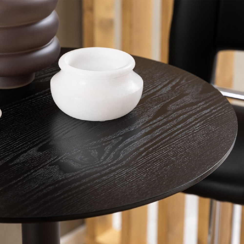 Ionia Wooden Bar Table Round In Black Ash