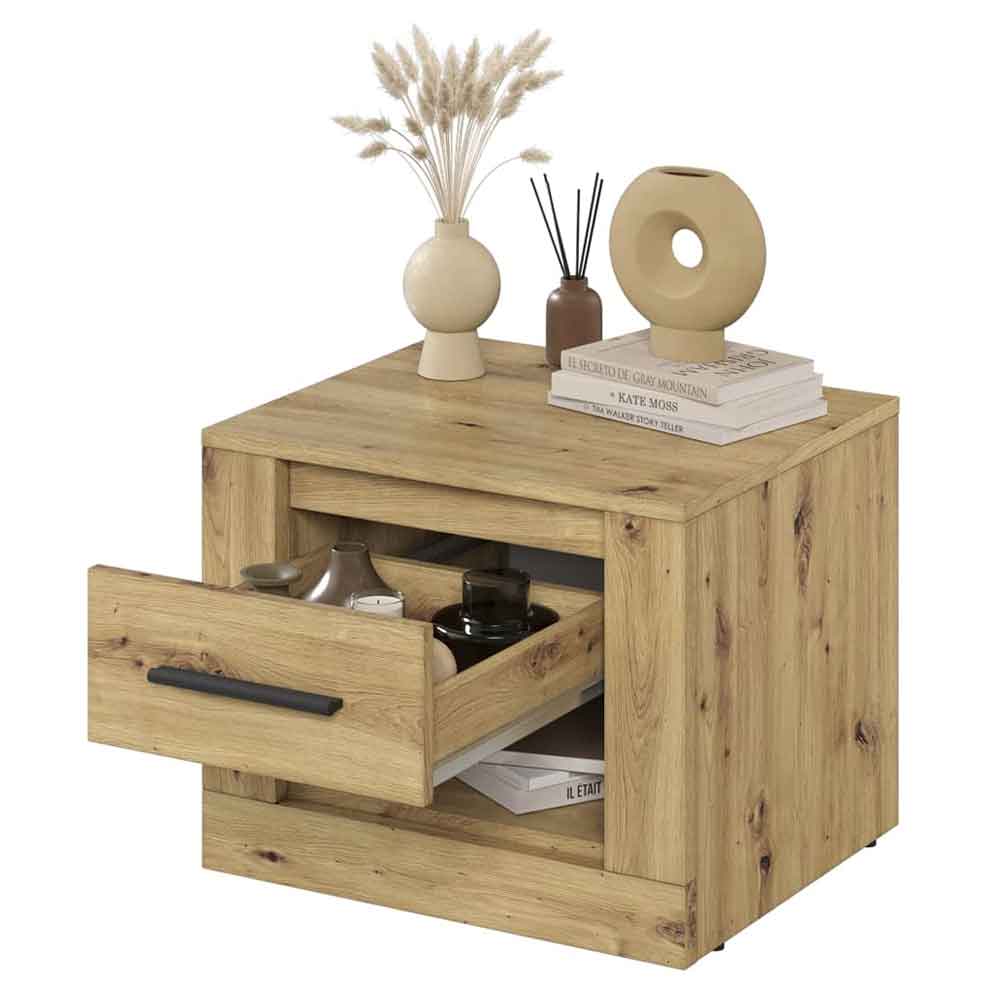 Ionia Wooden Bedside Cabinet With 1 Drawer In Artisan Oak