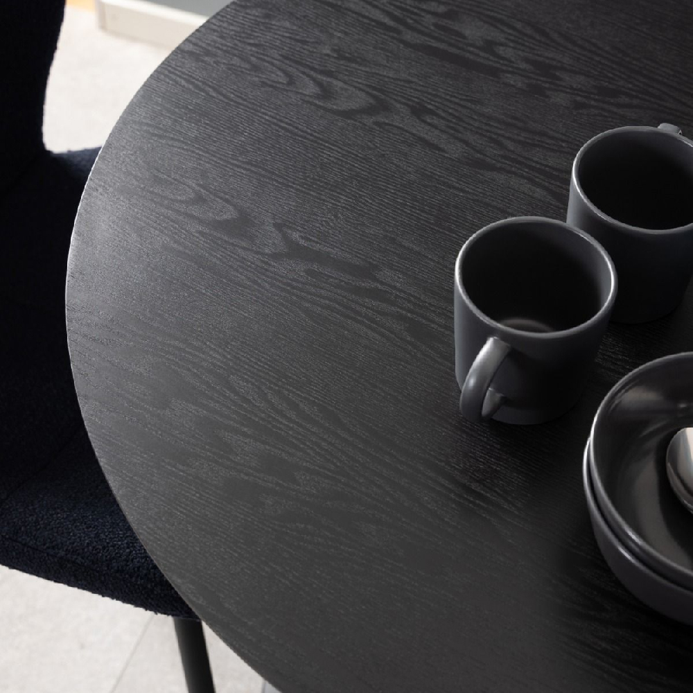 Ionia Wooden Coffee Table Round In Black Ash
