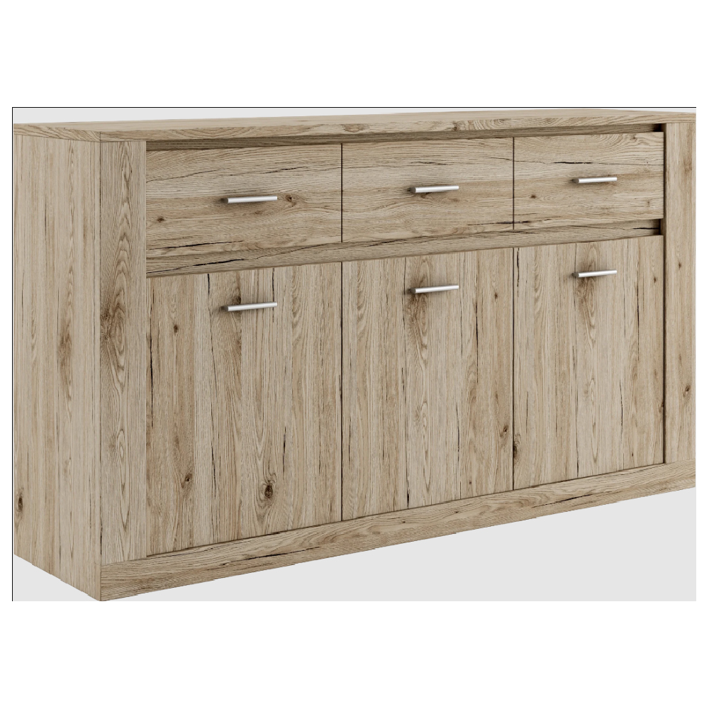Read more about Ionia wooden sideboard with 3 doors 3 drawers in san remo oak