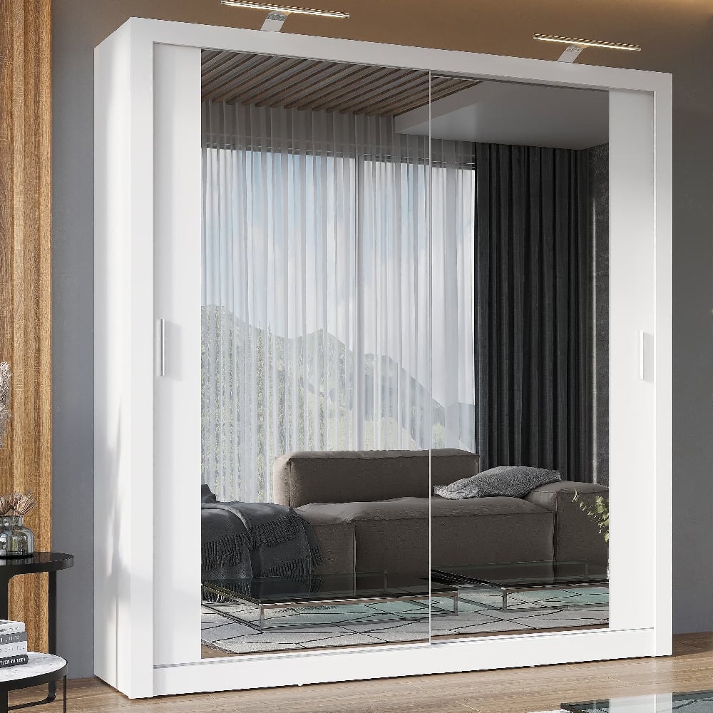 Read more about Ionia wooden wardrobe 200cm with 2 sliding doors in white
