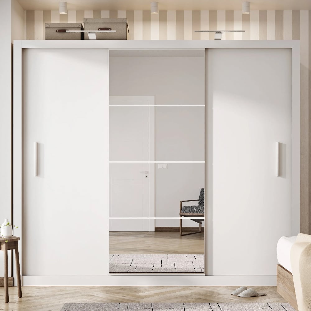 Read more about Ionia wooden wardrobe with 3 sliding doors in matt white